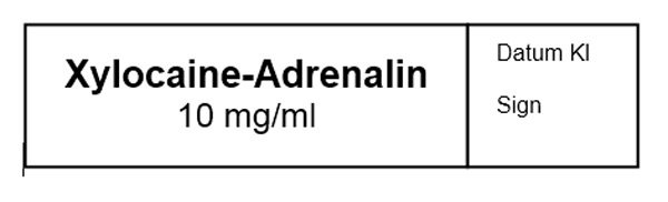 ETIKETT XYLOCAIN-ADRENALIN 10MG/ML
